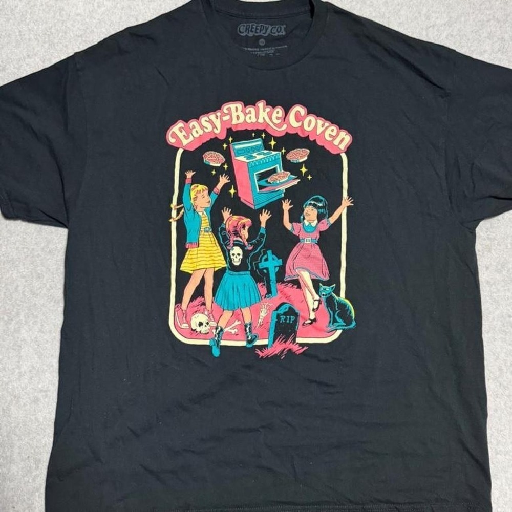 Creepy Co 2XL Easy-Bake Coven T-Shirt Mens Black Graphic Retro Horror Parody Tee